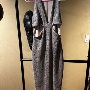 Nookie Gray Snake Print Backless Dress